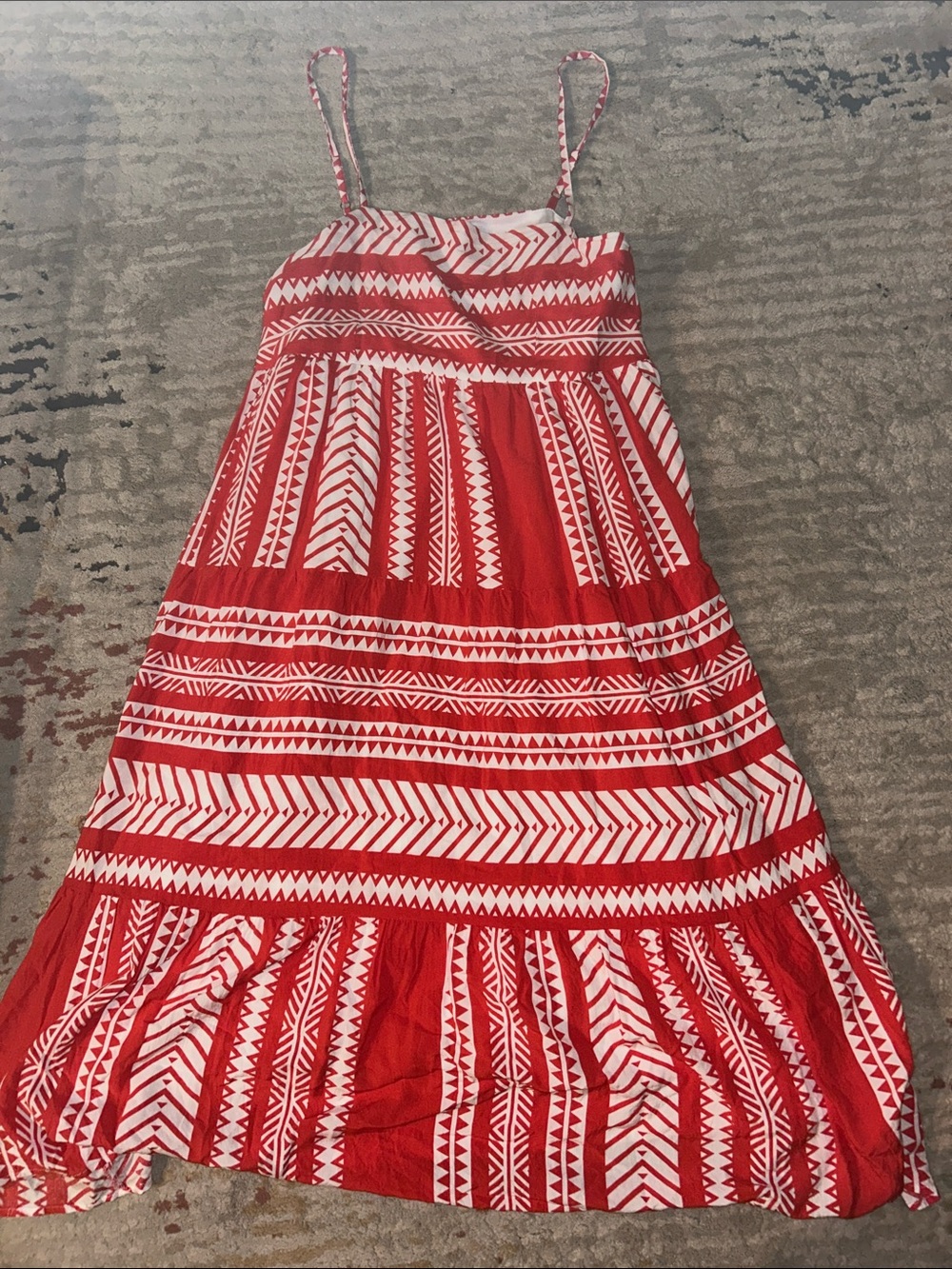 JODIFL Red & White Tribal Spaghetti-Strap Kids Dress